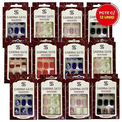 Unhas Postiças Decoradas Autocolantes Sabrina Sato SS-2023 - Pcte c/ 12 unid