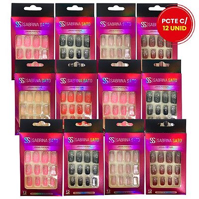 Unhas Postiças Decoradas Autocolantes Sabrina Sato SS-2044 - Pcte c/ 12 unid
