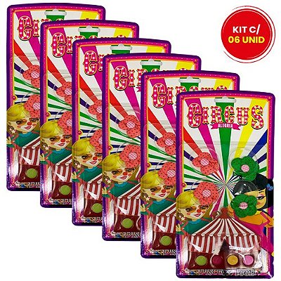 Kit de Maquiagem + Presilha Tic Tac Infantil Circus Disco Teen DT0042-1 - Kit c/ 06 unid