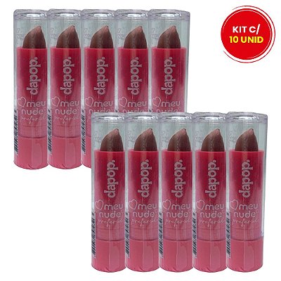 Batom Bastão Bala Matte Meu Nude Preferido Dapop DP2207 - Kit c/ 10 unid