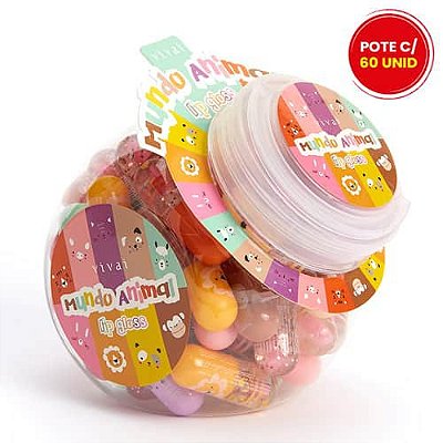 Lip Gloss Infantil Mundo Animal Vivai 3090.1.1 - Pote c/ 60 unid