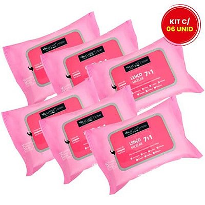 Lenço de Limpeza Micelar 7 em 1 Max Love - Kit c/ 06 unid