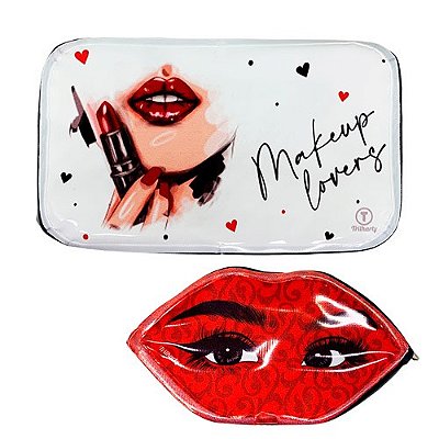 Kit com 02 Necessaire Make Up Lovers Trilharty KB70