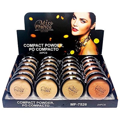 Pó Compacto Tons Mistos Miss France MF-7526 - Box c/ 24 unid