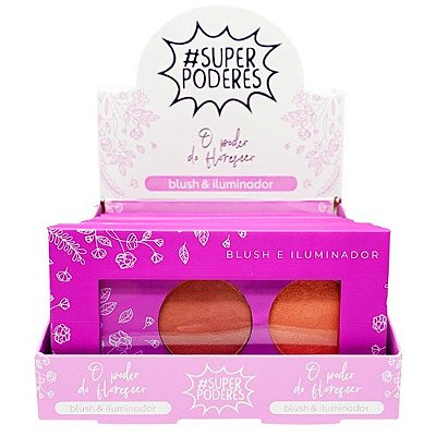Paleta de Blush e Iluminador O Poder do Florescer Cor 01 Super Poderes - Box c/ 12 unid