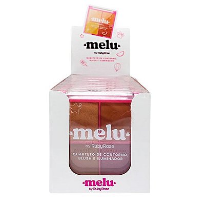 Quarteto de Contorno, Blush e Iluminador Melu Ruby Rose HB-7531/1 - Box c/ 12 unid