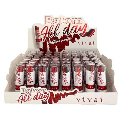 Batom Bastão Matte All Day Vivai 3114.1.1 - Box c/ 48 unid