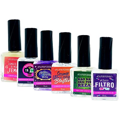Esmalte para Finalização Minhas Unhas Minhas Regras Super Poderes T6FSP01 - Kit c/ 06 unid