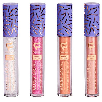 Gloss Labial com Ácido Hialurônico Fashion Makeup - Kit c/ 04 unid