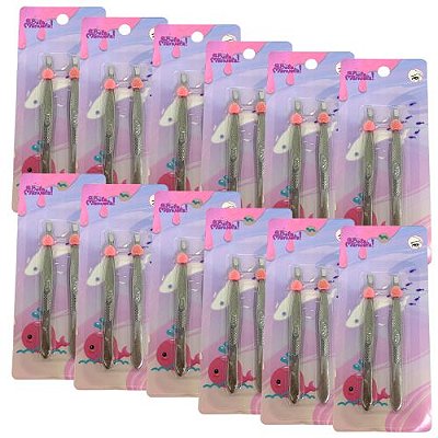 Kit com 02 Pinças para Sobrancelha Qbela Manuela! QBM00926 - Pcte c/ 12 unid