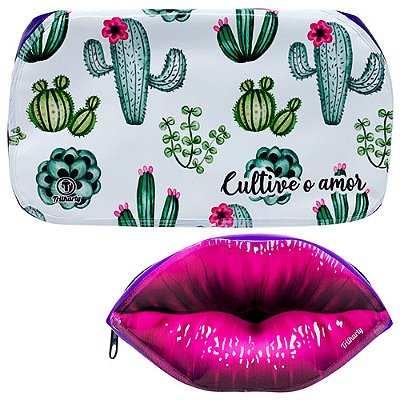 Kit com 02 Necessaire Cactos Trilharty KB30