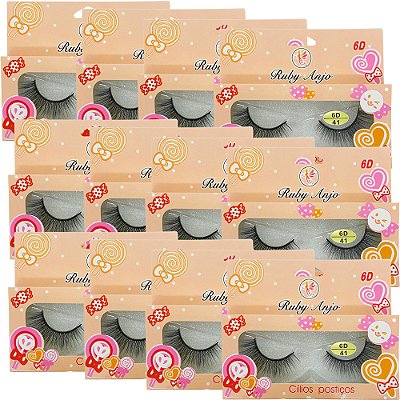 Cílios Postiços 6D 41 Ruby Anjo RA-276 - Box c/ 12 unid