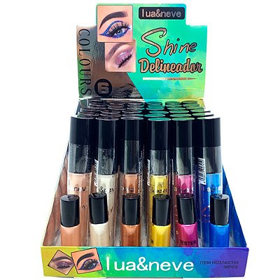 Delineador Líquido Colorido Shine Lua & Neve LN02195 - Box c/ 36 unid