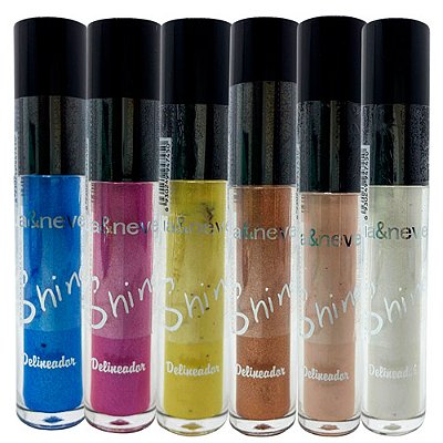 Delineador Líquido Colorido Shine Lua & Neve LN02195 - Kit c/ 06 unid