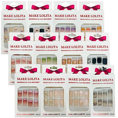 Unhas Postiças Autocolantes Make Lolita ML1146 - Pcte c/ 12 unid
