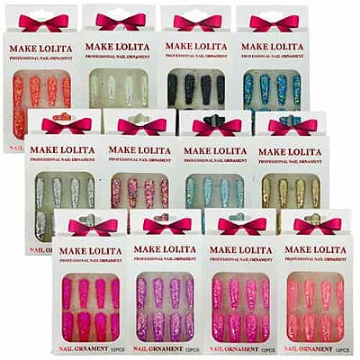 Unhas Postiças Autocolantes Bailarina Make Lolita ML1141 - Pcte c/ 12 unid