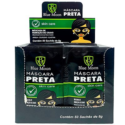Máscara Facial para Remoção de Cravos Preta Blue Moon - Box c/ 50 unid