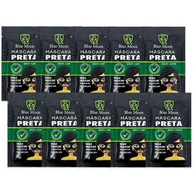 Máscara Facial para Remoção de Cravos Preta Blue Moon - Kit c/ 10 unid
