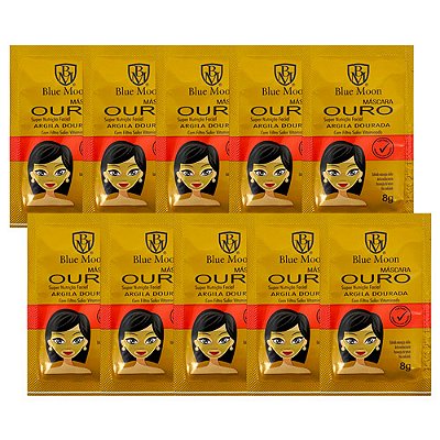 Máscara Facial Ouro Argila Dourada Blue Moon - Kit c/ 10 unid