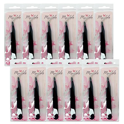 Pinça para Extensão de Cílios Mandala JJ-3404 - Pcte c/ 12 unid