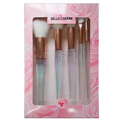 Kit com 05 Pincéis para Maquiagem Bello Charme BC-184