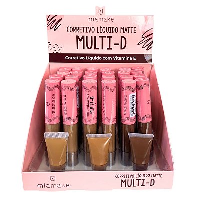 Corretivo Líquido Matte Multi-D Vitamina E Cores Escuras Mia Make 249 - Box c/ 24 unid