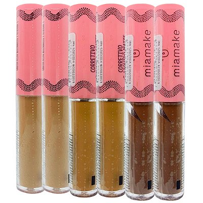 Corretivo Líquido Matte com Ácido Hialurônico e Vitamina C Mia Make 249 - Kit c/ 06 unid