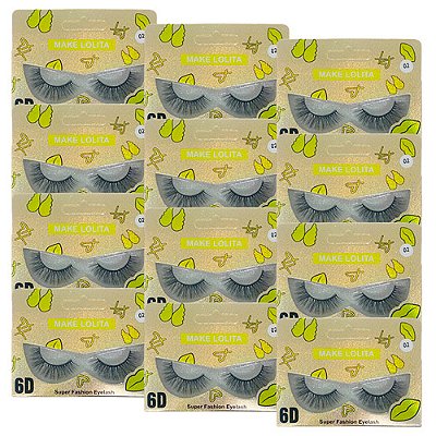 Cílios Postiços 6D 02 Make Lolita ML201 - Box c/ 12 unid