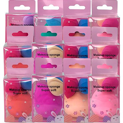 Kit com 03 Esponjas para Maquiagem LUA155-140-3-2 - Pcte c/ 12 unid