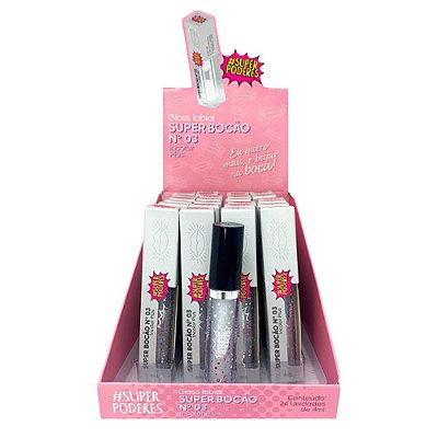 Gloss Labial Super Bocão N° 03 Incolor Plus Super Poderes GSBSP03 - Box c/ 24 unid