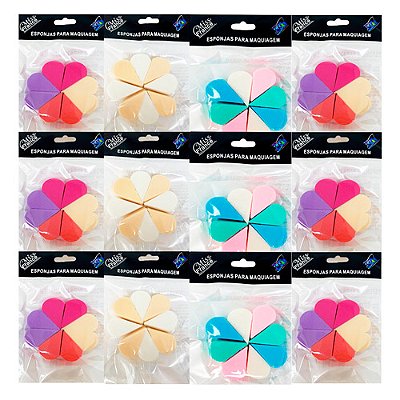 Kit com 08 Esponjas para Maquiagem Miss France MF-0625 - Pcte c/ 12 unid