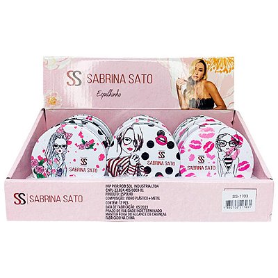 Espelho Portátil de Bolsa Estampado Redondo Sabrina Sato SS-1703 - Box c/ 12 unid
