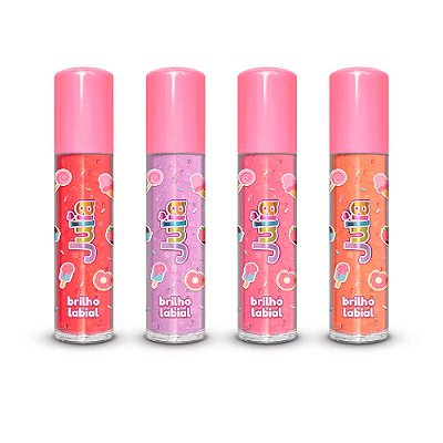 Brilho Labial Roll-on Infantil Julia City Girls CGK041 - Kit c/ 04 unid