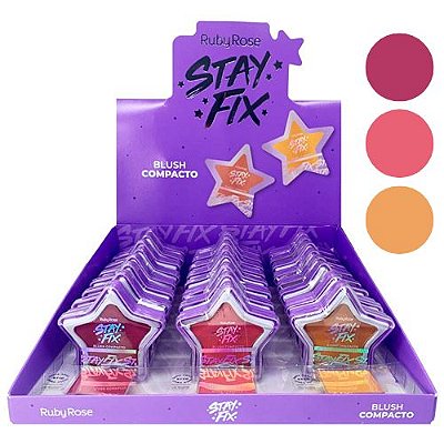 Blush Compacto Estrela Grupo 01 Stay Fix Ruby Rose HB-574-G1 - Box c/ 24 unid