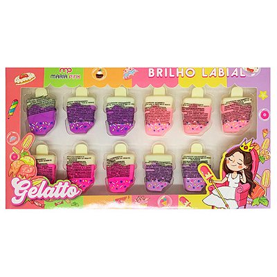 Brilho Labial Picolezinho Gelatto Maria Pink MP10029 - Box c/ 12 unid