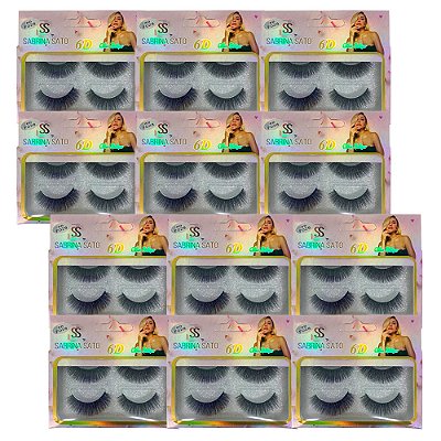 Kit com 02 Cílios Postiços 6D F026 Sabrina Sato SS-2646 - Box c/ 12 unid