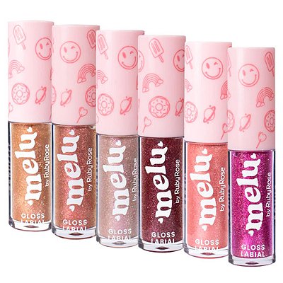 Gloss Labial Glitter Melu Ruby Rose RR-8235 - Kit c/ 06 unid