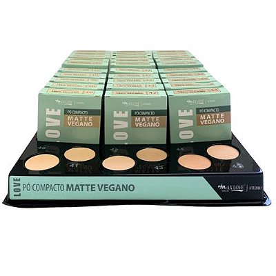 Pó Compacto Matte Vegano Love Box 01 Cor 40 ao 45 Max Love - Box c/ 36 unid