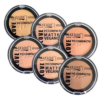 Pó Compacto Matte Vegano Love Box 01 Cor 40 ao 45 Max Love - Kit c/ 06 unid