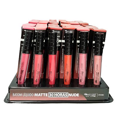 Batom Líquido Matte 30 Horas Nude Box 02 Cor 656 ao 661 Max Love - Box c/ 48 unid