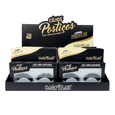 Cílios Postiços Fios 100% Naturais Linha Premium Macrilan CL7-2 - Box c/ 20 unid
