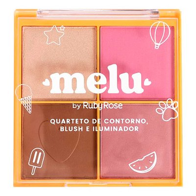 Quarteto de Contorno, Blush e Iluminador Melu Ruby Rose HB-7531/2