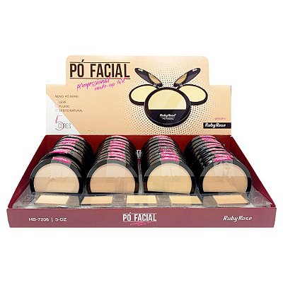 Pó Facial Compacto Grupo 08 Ruby Rose HB-F7206-G1 - Box c/ 36 unid