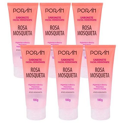 Poran - Sabonete Facial Hidratante Rosa Mosqueta Porán PR55 - Kit c/ 06 unid