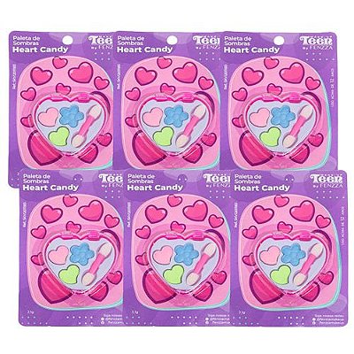 Paleta de Sombras Heart Candy Teen Fenzza SKV12011183 - Kit c/ 06 unid