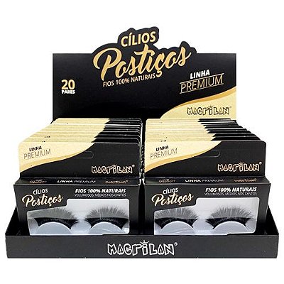 Cílios Postiços Fios 100% Naturais Linha Premium Macrilan CL7-1 - Box c/ 20 unid