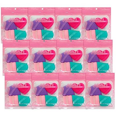 Kit com 04 Esponjas para Pó Qbela Manuela! QBM527 - Pcte c/ 12 unid