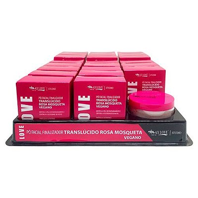 Pó Facial Finalizador Translúcido Rosa Mosqueta Vegano Love Max Love - Box c/ 22 unid