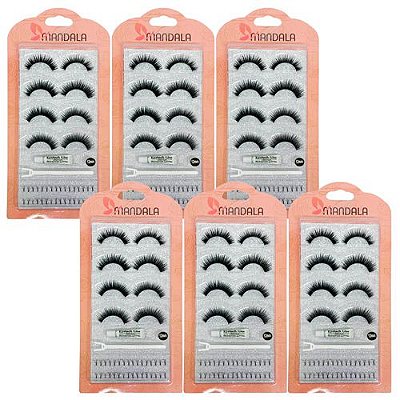 Kit de Cílios Postiços 12mm Mandala DF-4018 - Kit c/ 06 unid