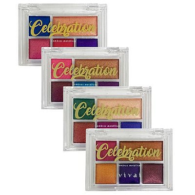 Paleta de Sombras Metálicas Celebration Vivai 4054.1.1 - Kit c/ 04 unid